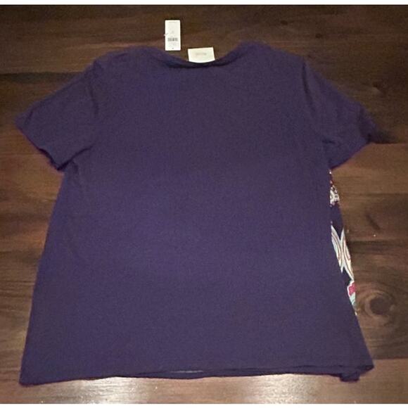 Anthropologie Maeve Maddie Printed Top Boho Purple‎ Short Sleeve Women's Size S - Picture 6 of 9
